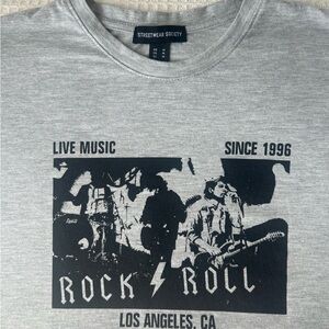 Streetwear Society Gray Rock & Roll Graphic T-Shirt